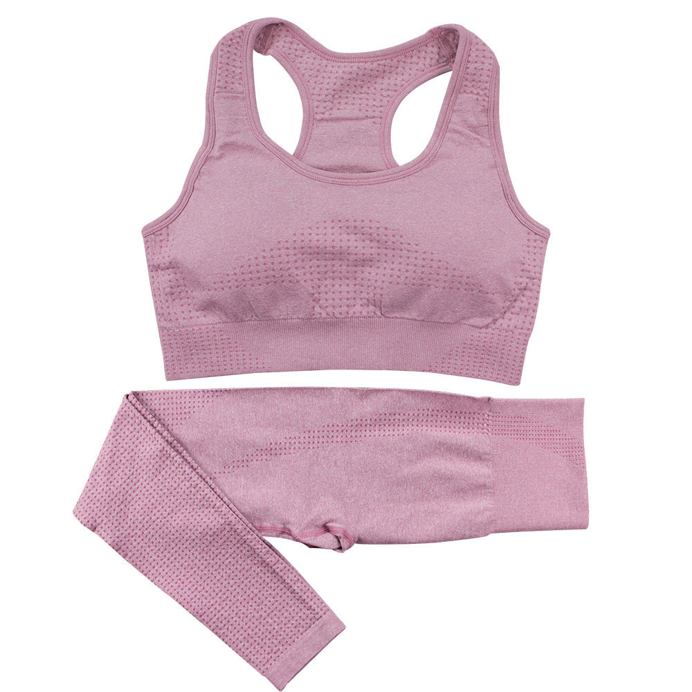 2PCS Seamless Yoga Set Women Tracksuit High Waist Leggings Workout Sportswear