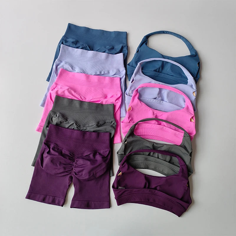 Women's High-Waist Sports Bra and Shorts Workout Set